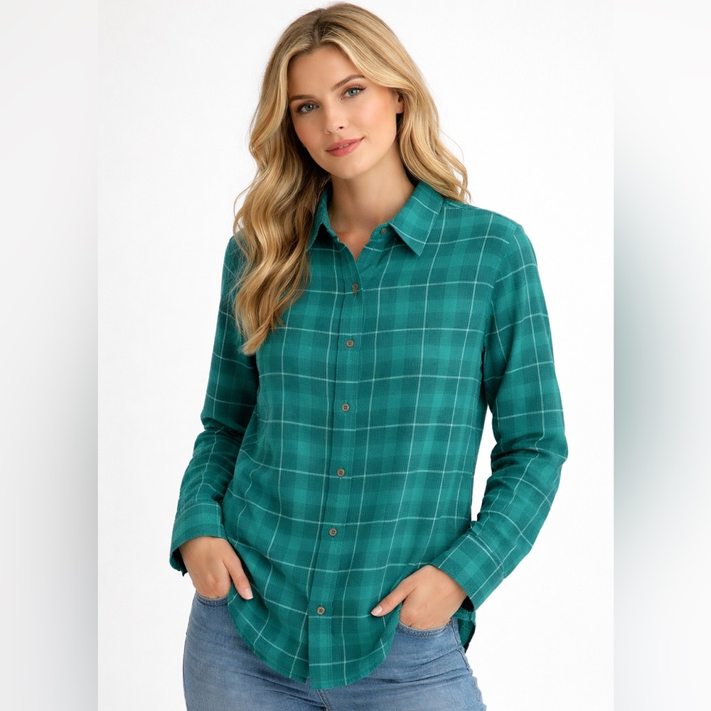 Noble Outfitters Women’s Button-Down Spruce Western Cowgirl Fitted Flannel Shirt